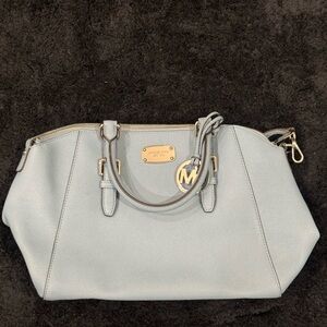 Michael Kors Blue Clutch with Gold Accents